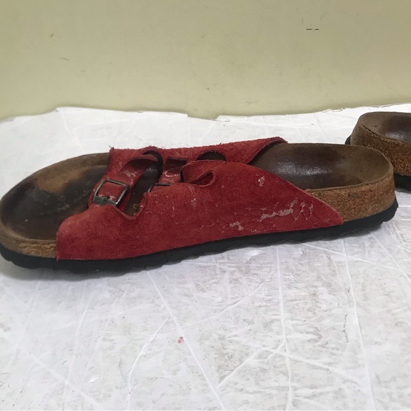 Birkenstock Papillio 3 Trap Buckle Suede Cork Eva Soles Red Sandals Slides Flats - Picture 11 of 16